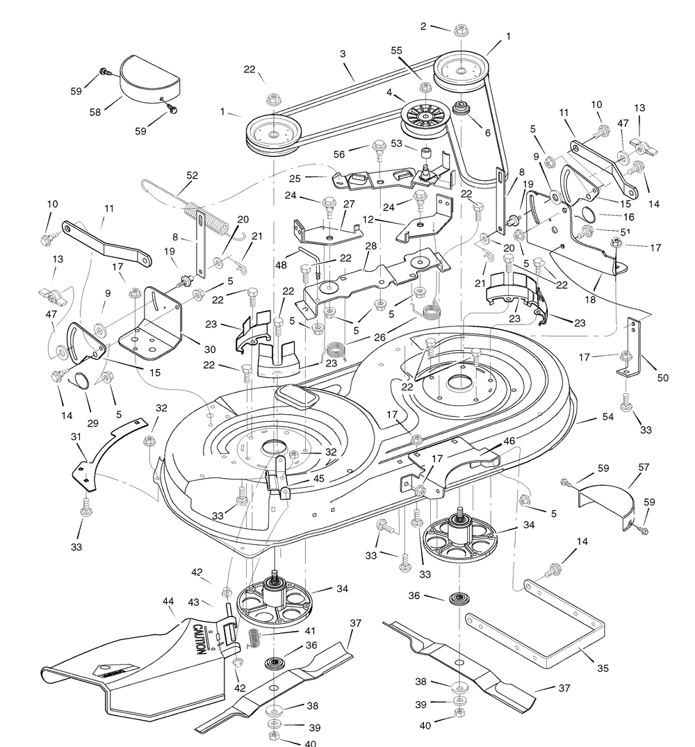 Mower Housing Diagram and Parts List for 385002X50C 2007 Briggs and Stratton Lawn Tractor